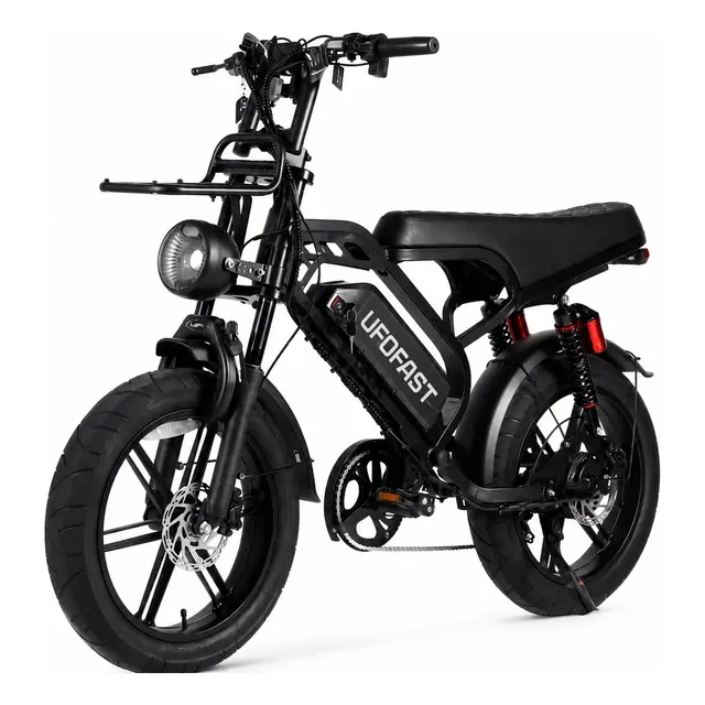Visão completa da bicicleta V9 Max preta